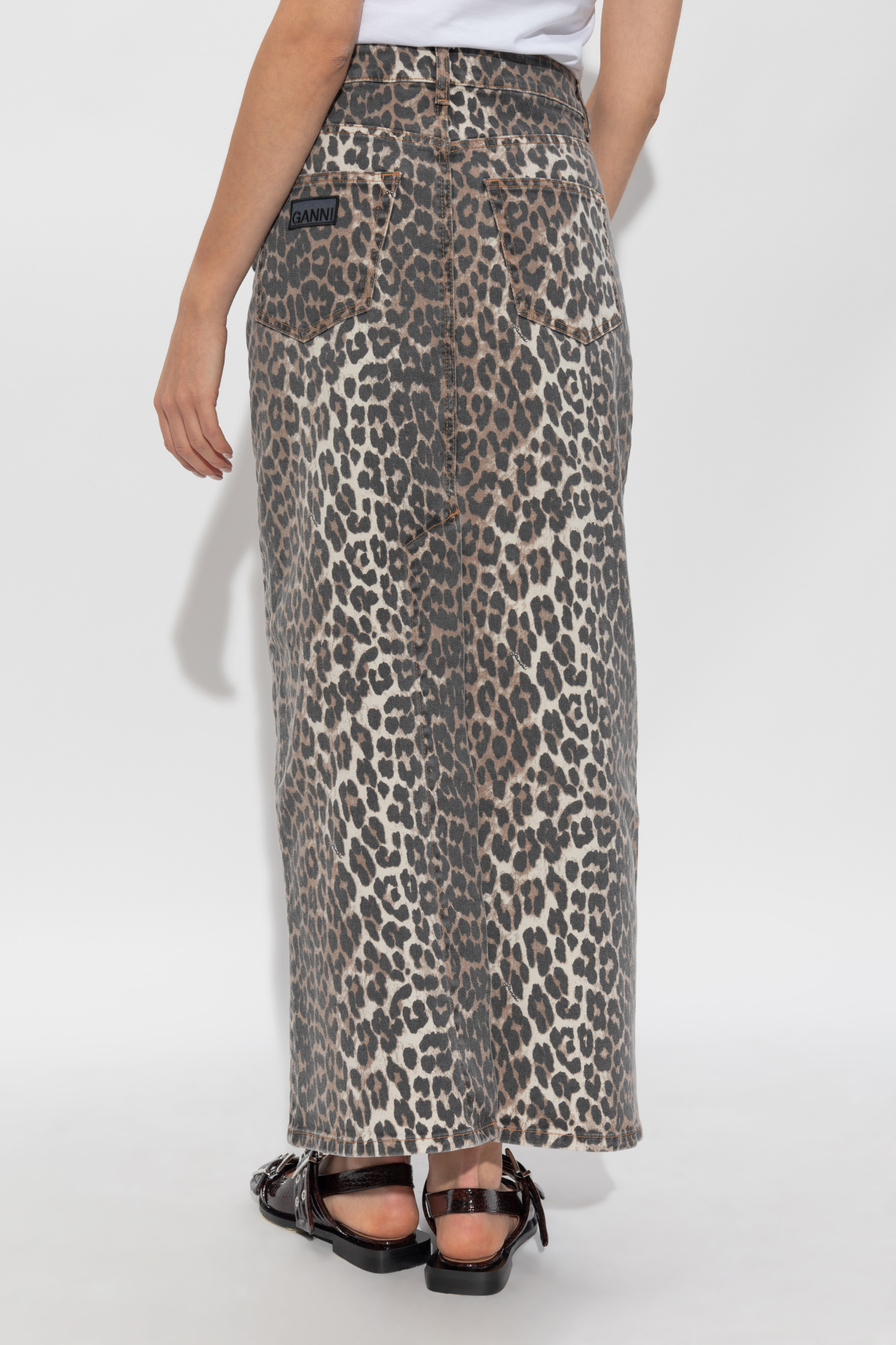 Ganni Denim skirt with animal print | Women's Clothing | Vitkac